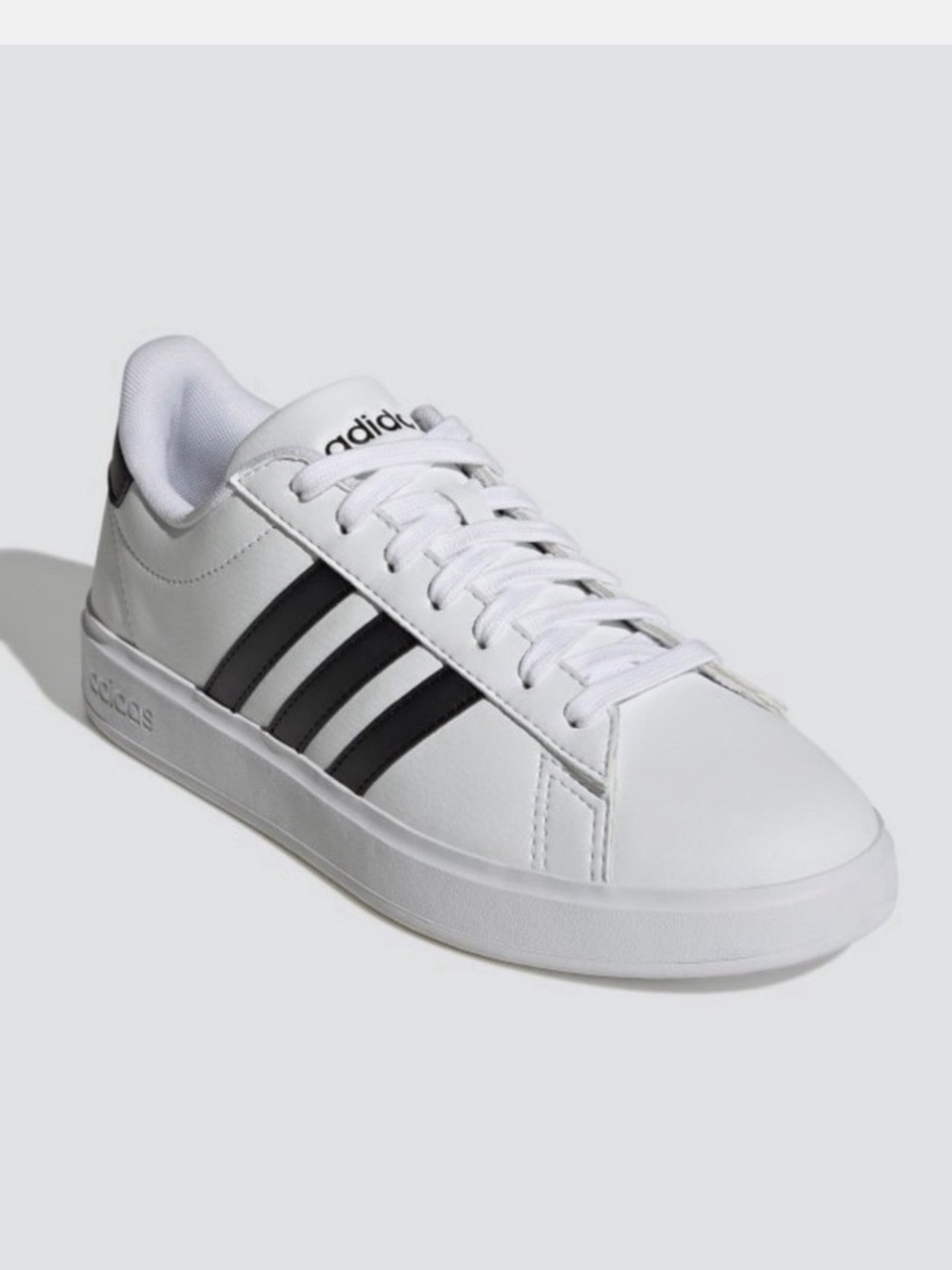 Adidas White Low-Top Sneakers with Black Three-Stripes | Size 8 US - Picture 2 of 12